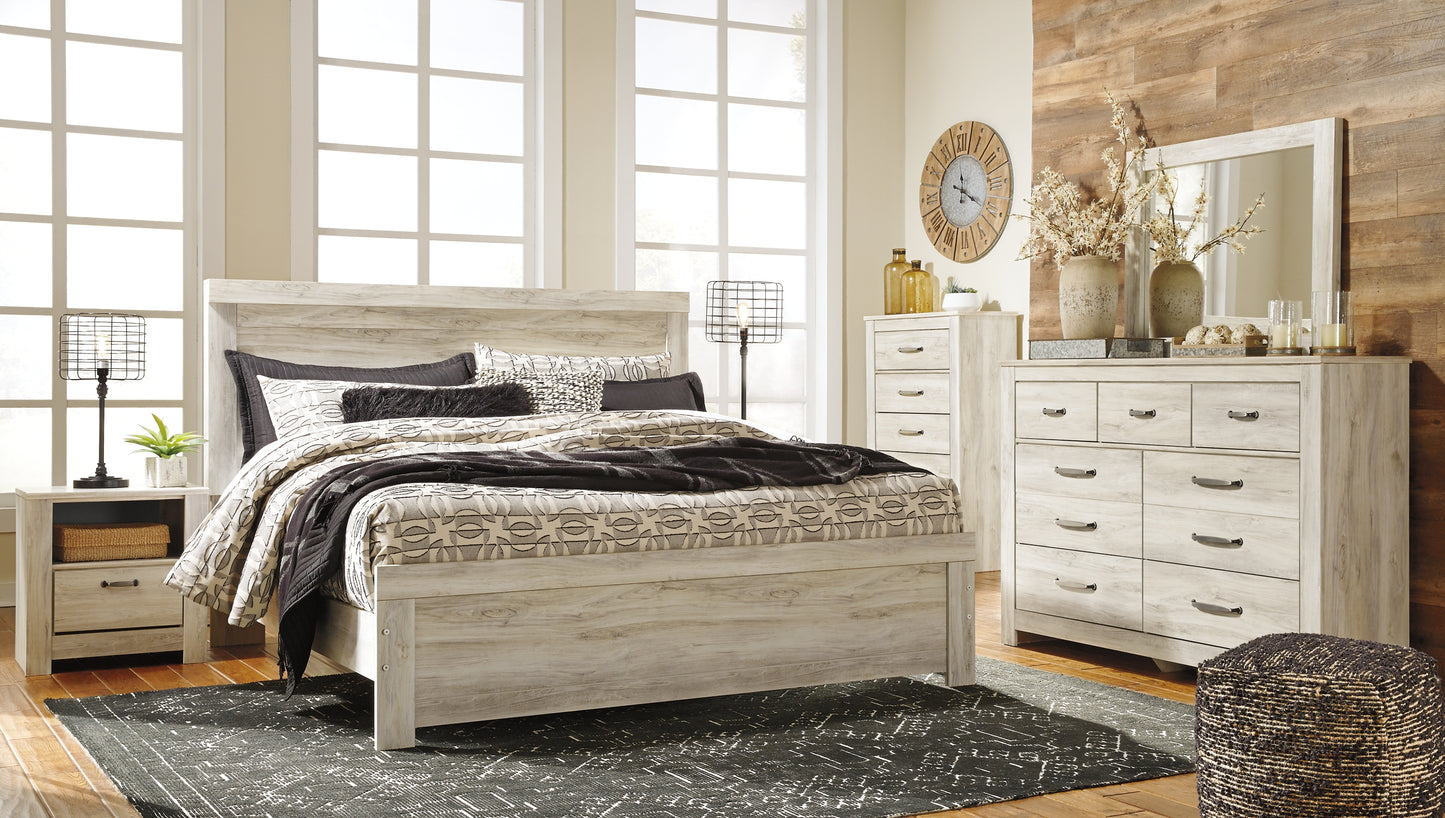 Bellaby Panel Bed With Mirrored Dresser, Chest And 2 Nightstands
