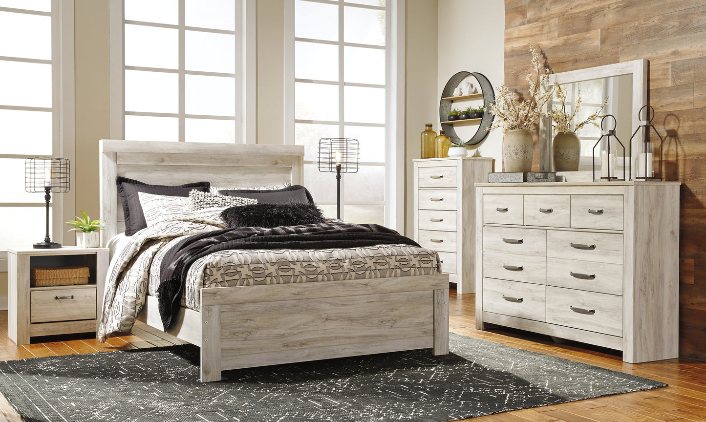 Bellaby Panel Bed With Mirrored Dresser, Chest And 2 Nightstands