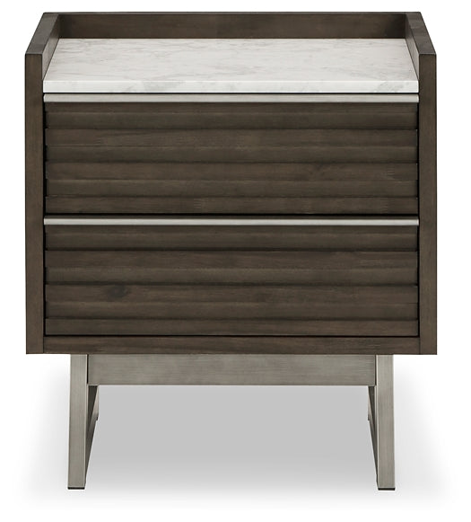 Arkenton King Panel Bed with Mirrored Dresser, Chest and Nightstand