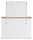 Ashbryn King Panel Storage Bed with Mirrored Dresser and Nightstand