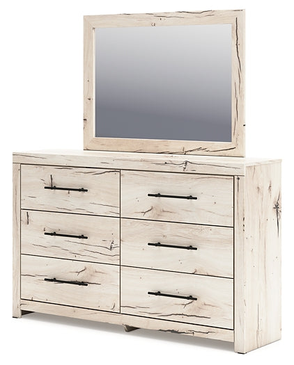 Lawroy King Panel Storage Bed with Mirrored Dresser and Chest