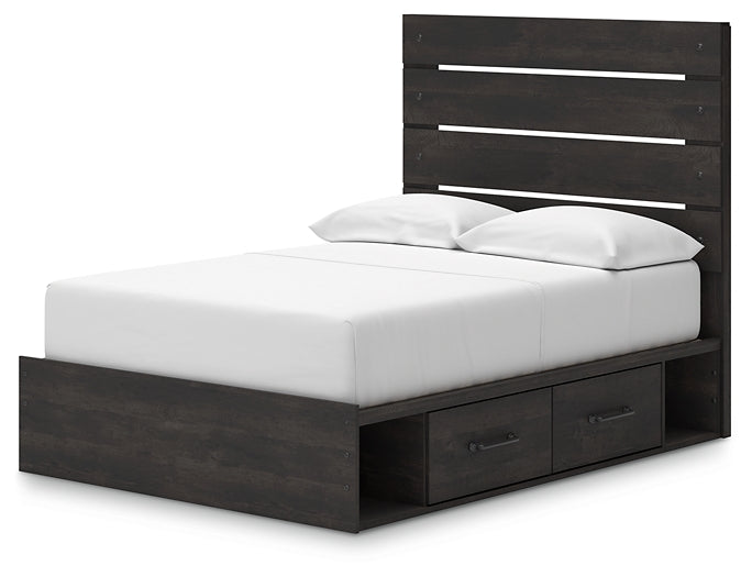 Hollivern Full Panel Bed with Storage with Mirrored Dresser and Chest