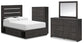 Hollivern Full Panel Bed with Storage with Mirrored Dresser and Chest