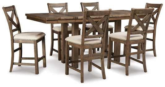 Moriville Counter Height Dining Table and 6 Barstools