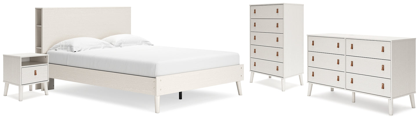 Aprilyn Queen Bookcase Bed with Dresser, Chest and Nightstand
