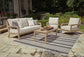 Hallow Creek Outdoor Sofa and 2 Chairs with Coffee Table