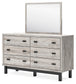 Vessalli King Panel Bed with Mirrored Dresser and Chest