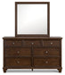 Danabrin Full Panel Bed with Mirrored Dresser and Nightstand