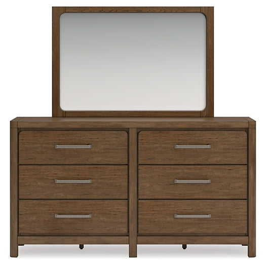 Cabalynn California King Upholstered Bed with Mirrored Dresser and 2 Nightstands
