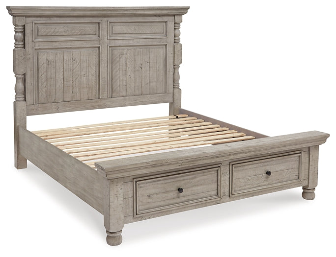 Harrastone California King Panel Bed with Mirrored Dresser and 2 Nightstands