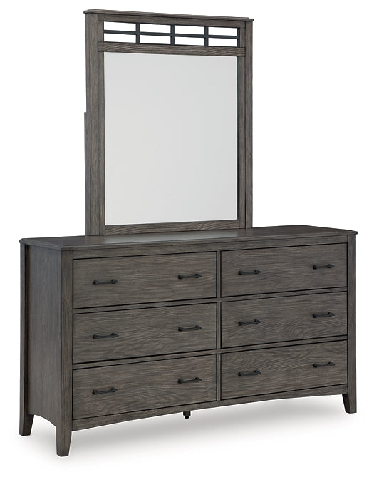 Montillan Queen Panel Bed with Mirrored Dresser and 2 Nightstands